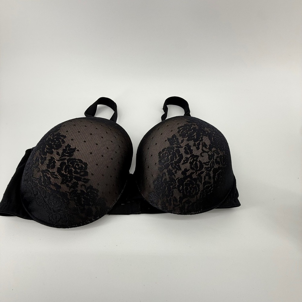 Soma Stunning Support No Show Minimizer Bra Black Floral Lace 38G Underwire